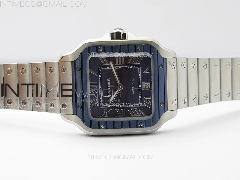 Santos de Cartier 40mm SS Cer GF 1:1 Best Edition Blue Dial on SS Bracelet MIYOTA 9015
