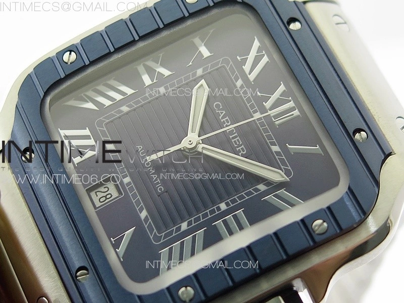 Santos de Cartier 40mm SS Cer GF 1:1 Best Edition Blue Dial on SS Bracelet MIYOTA 9015