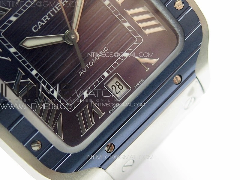 Santos de Cartier 40mm SS Cer GF 1:1 Best Edition Blue Dial on SS Bracelet MIYOTA 9015