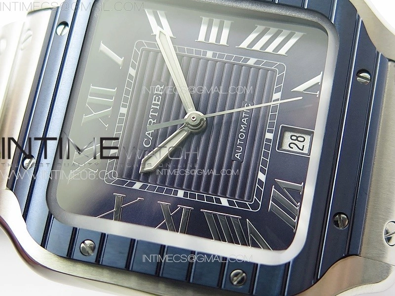 Santos de Cartier 40mm SS Cer GF 1:1 Best Edition Blue Dial on SS Bracelet MIYOTA 9015