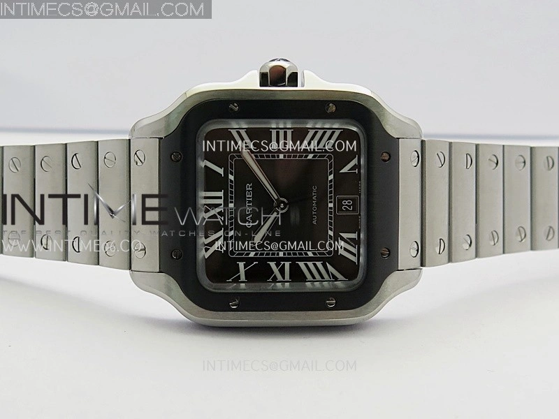 Santos de Cartier 40mm SS DLC GF 1:1 Best Edition Gray Dial On SS Bracelet MIYOTA 9015