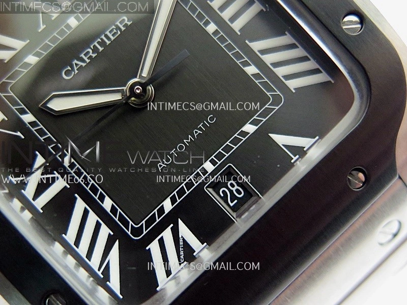 Santos de Cartier 40mm SS DLC GF 1:1 Best Edition Gray Dial On SS Bracelet MIYOTA 9015