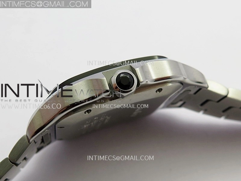 Santos de Cartier 40mm SS DLC GF 1:1 Best Edition Gray Dial On SS Bracelet MIYOTA 9015