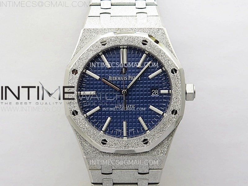 Royal Oak 41mm 15410 Frosted SS ZF 1:1 Best Edition Blue Textured Dial on SS Bracelet SA3120 Super Clone