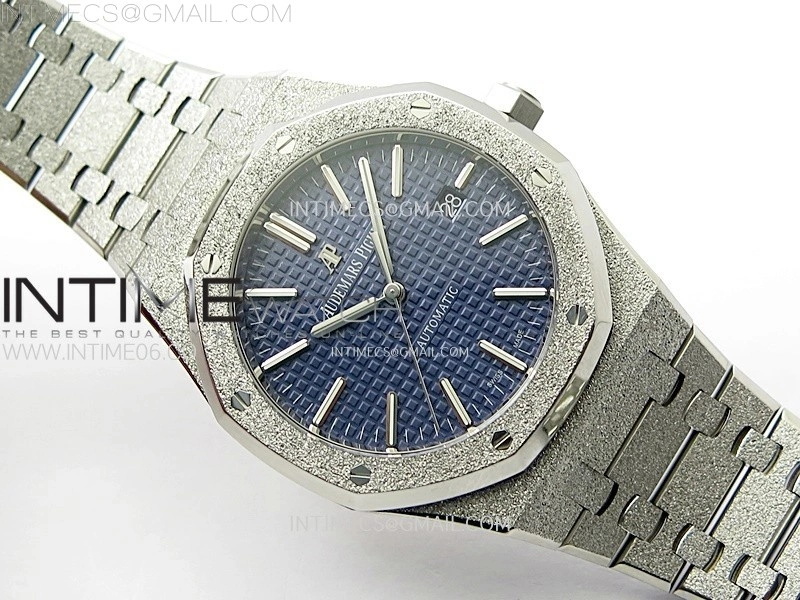 Royal Oak 41mm 15410 Frosted SS ZF 1:1 Best Edition Blue Textured Dial on SS Bracelet SA3120 Super Clone