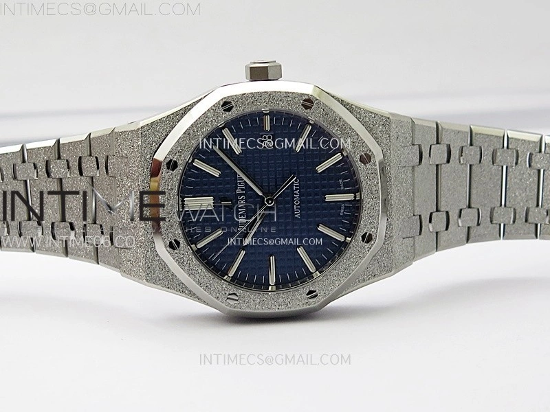 Royal Oak 41mm 15410 Frosted SS ZF 1:1 Best Edition Blue Textured Dial on SS Bracelet SA3120 Super Clone
