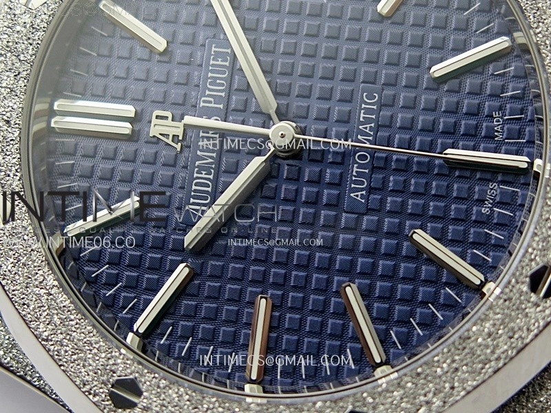 Royal Oak 41mm 15410 Frosted SS ZF 1:1 Best Edition Blue Textured Dial on SS Bracelet SA3120 Super Clone
