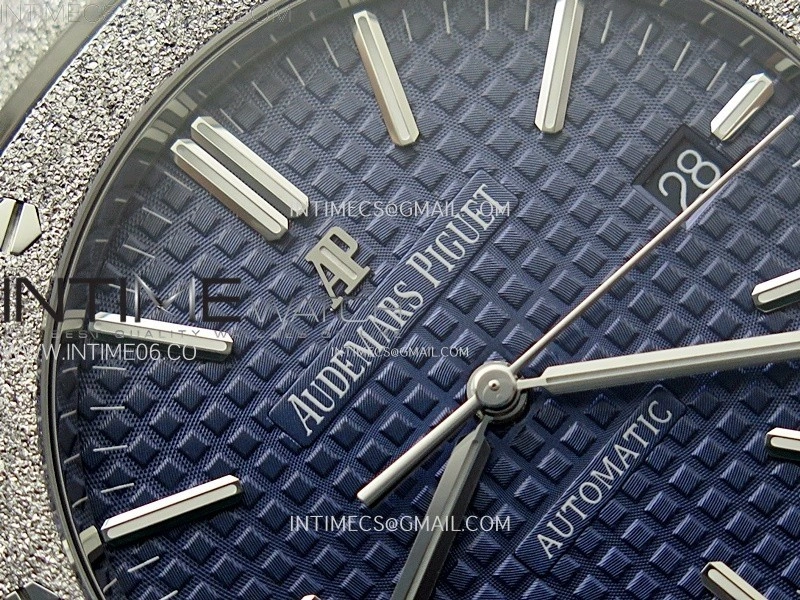 Royal Oak 41mm 15410 Frosted SS ZF 1:1 Best Edition Blue Textured Dial on SS Bracelet SA3120 Super Clone