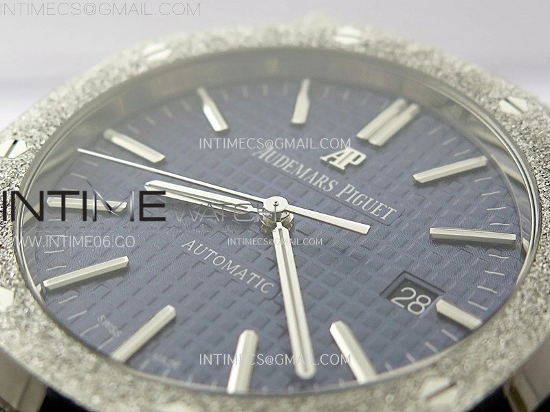Royal Oak 41mm 15410 Frosted SS ZF 1:1 Best Edition Blue Textured Dial on SS Bracelet SA3120 Super Clone