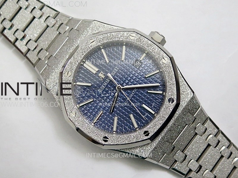 Royal Oak 41mm 15410 Frosted SS ZF 1:1 Best Edition Blue Textured Dial on SS Bracelet SA3120 Super Clone