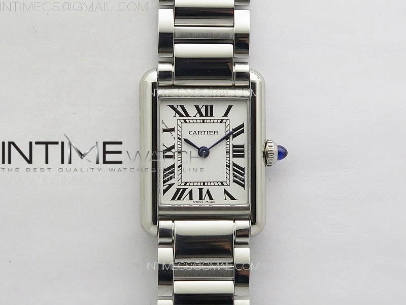 Tank Louis Ladies 22mm SS 8848F 1:1 Best Edition White Dial on SS Bracelet Ronda Quartz