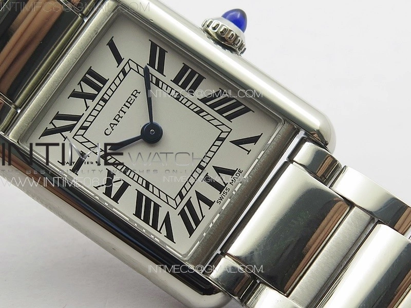 Tank Louis Ladies 22mm SS 8848F 1:1 Best Edition White Dial on SS Bracelet Ronda Quartz