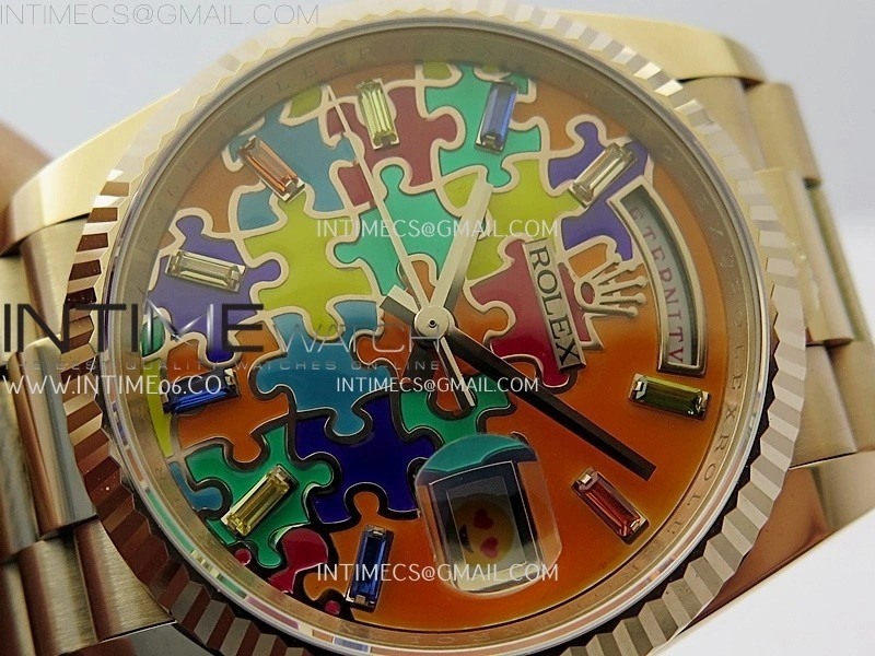 Daydate 128235 36mm Colour Jigsaw Puzzle RG QHF Best Edition Orange Dial on RG President Bracelet A2834