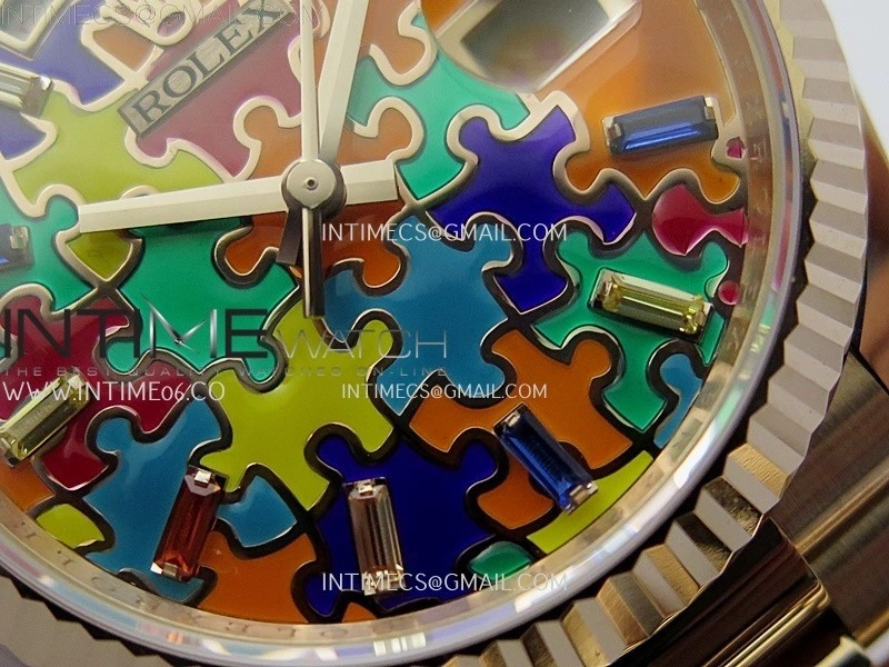 Daydate 128235 36mm Colour Jigsaw Puzzle RG QHF Best Edition Orange Dial on RG President Bracelet A2834