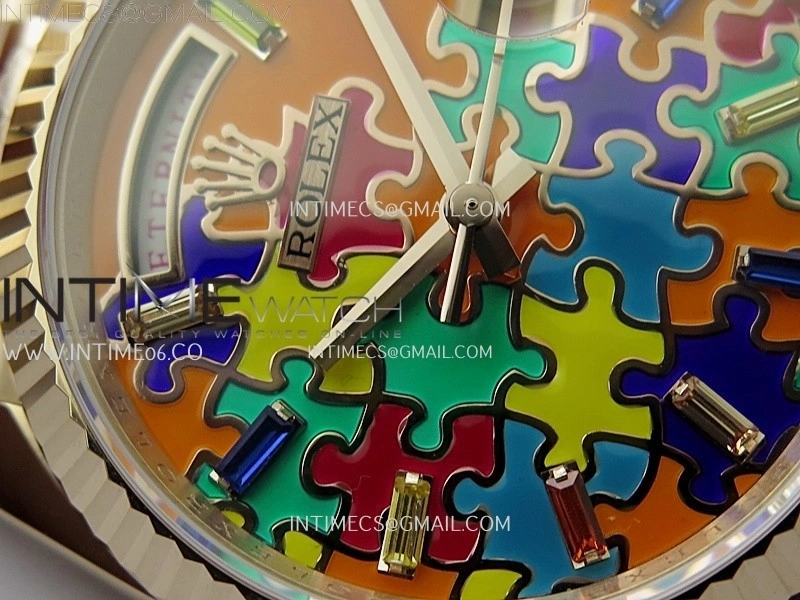 Daydate 128235 36mm Colour Jigsaw Puzzle RG QHF Best Edition Orange Dial on RG President Bracelet A2834