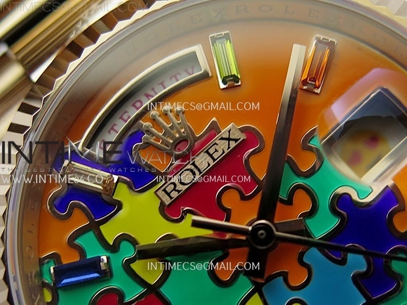 Daydate 128235 36mm Colour Jigsaw Puzzle RG QHF Best Edition Orange Dial on RG President Bracelet A2834