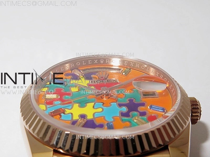 Daydate 128235 36mm Colour Jigsaw Puzzle RG QHF Best Edition Orange Dial on RG President Bracelet A2834