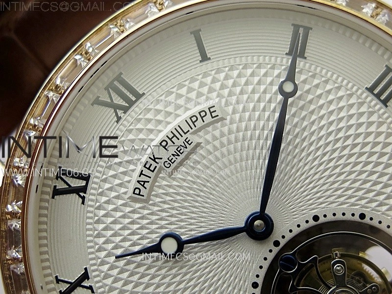 Classic Tourbillon RG Diamonds Bezel AXF White Textured Dial On Black Leather Strap EQ5210