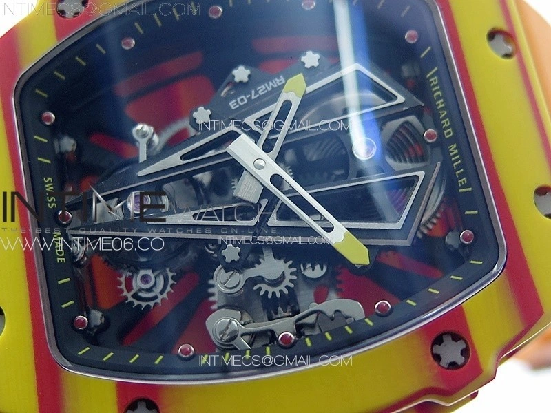 RM027-03 Real Tourbillon RMF Best Edition Orange Red Carbon Skeleton Dial on Orange Rubber Strap