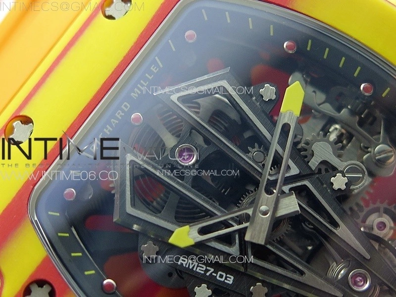 RM027-03 Real Tourbillon RMF Best Edition Orange Red Carbon Skeleton Dial on Orange Rubber Strap