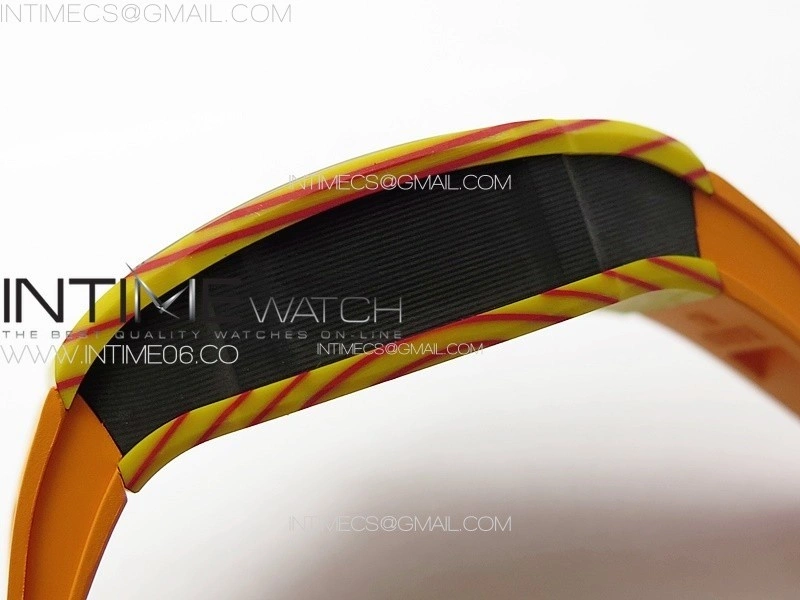 RM027-03 Real Tourbillon RMF Best Edition Orange Red Carbon Skeleton Dial on Orange Rubber Strap