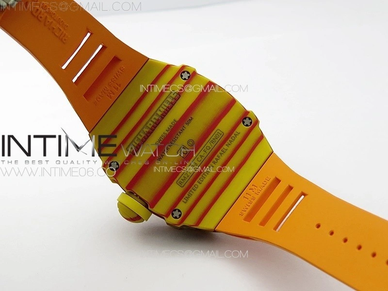 RM027-03 Real Tourbillon RMF Best Edition Orange Red Carbon Skeleton Dial on Orange Rubber Strap