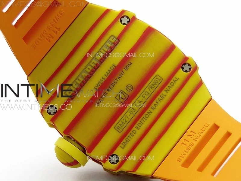RM027-03 Real Tourbillon RMF Best Edition Orange Red Carbon Skeleton Dial on Orange Rubber Strap