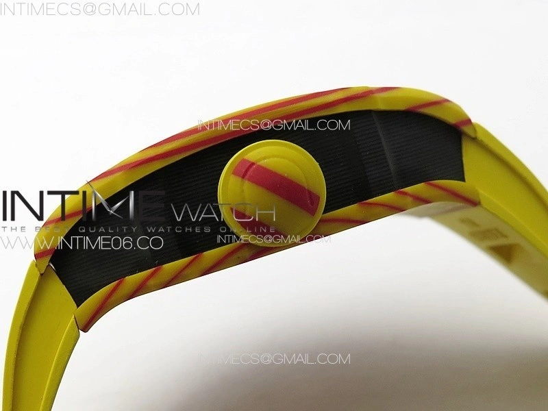 RM027-03 Real Tourbillon RMF Best Edition Orange Red Carbon Skeleton Dial on Yellow Rubber Strap