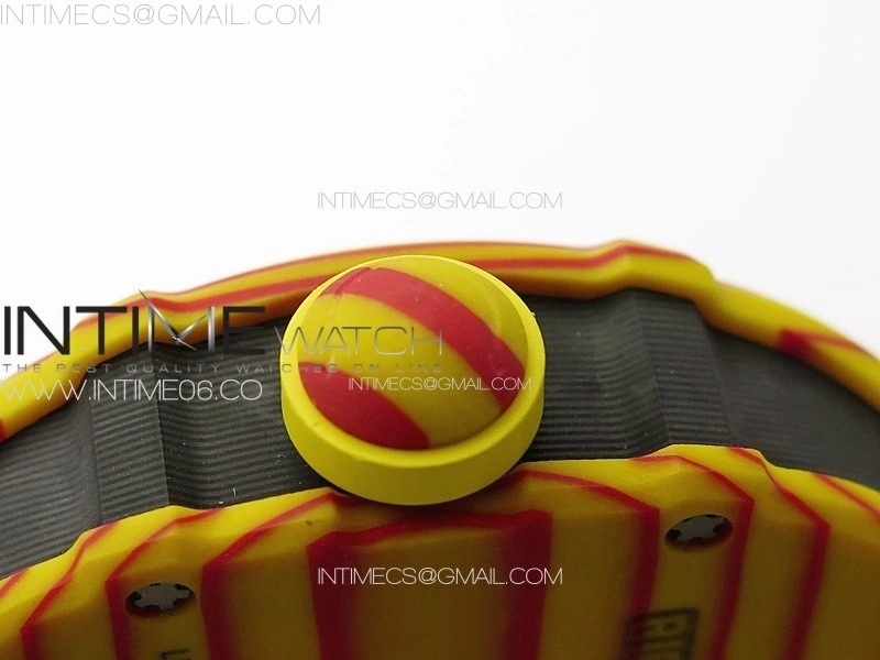 RM027-03 Real Tourbillon RMF Best Edition Orange Red Carbon Skeleton Dial on Yellow Rubber Strap