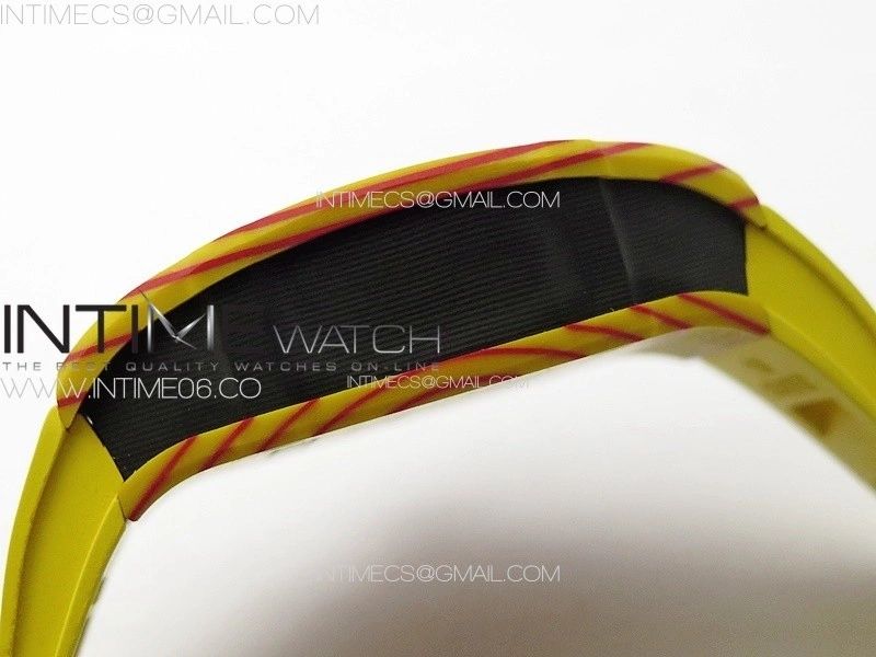 RM027-03 Real Tourbillon RMF Best Edition Orange Red Carbon Skeleton Dial on Yellow Rubber Strap