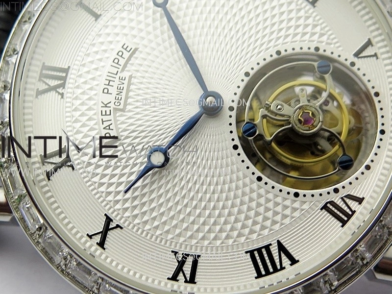 Classic Tourbillon SS Diamonds Bezel AXF White Textured Dial On Black Leather Strap EQ5210