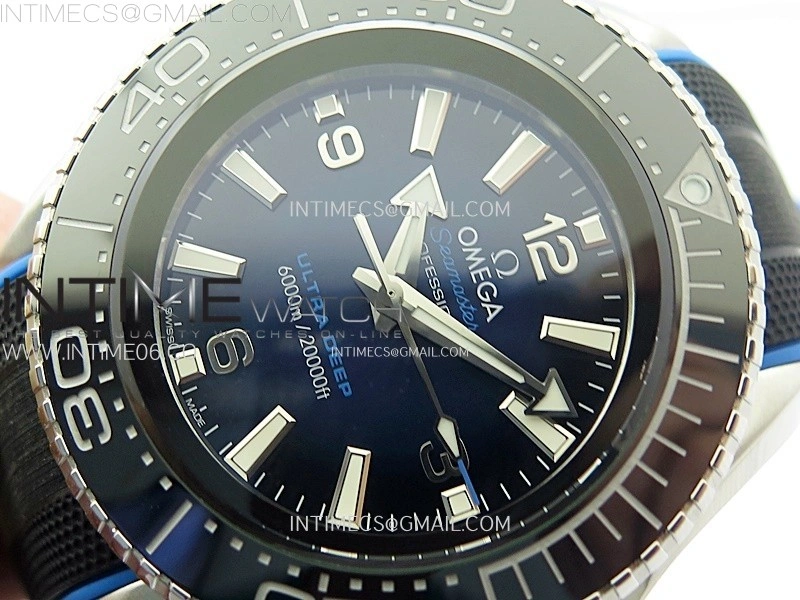 Seamaster 6000M Ultra Deep SS TF 1:1 Best Edition Blue Dial Blue Ceramic Bezel on Black Rubber Strap A2824