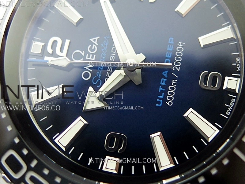 Seamaster 6000M Ultra Deep SS TF 1:1 Best Edition Blue Dial Blue Ceramic Bezel on Black Rubber Strap A2824