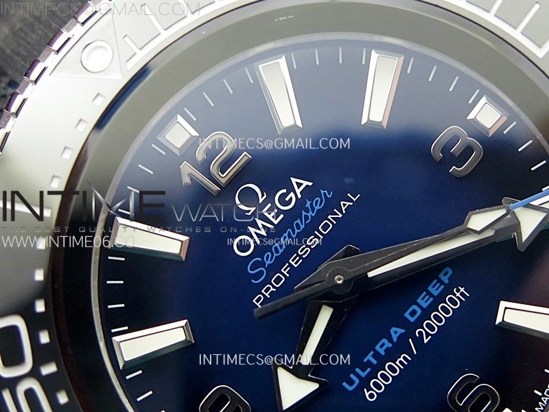 Seamaster 6000M Ultra Deep SS TF 1:1 Best Edition Blue Dial Blue Ceramic Bezel on Black Rubber Strap A2824