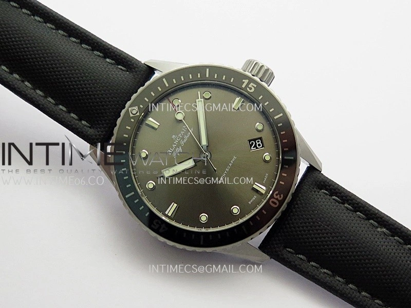 Fifty Fathoms Bathyscape Gray Ceramic Bezel SS GF 1:1 Best Edition Gray Dial On Black Nylon Strap A1315