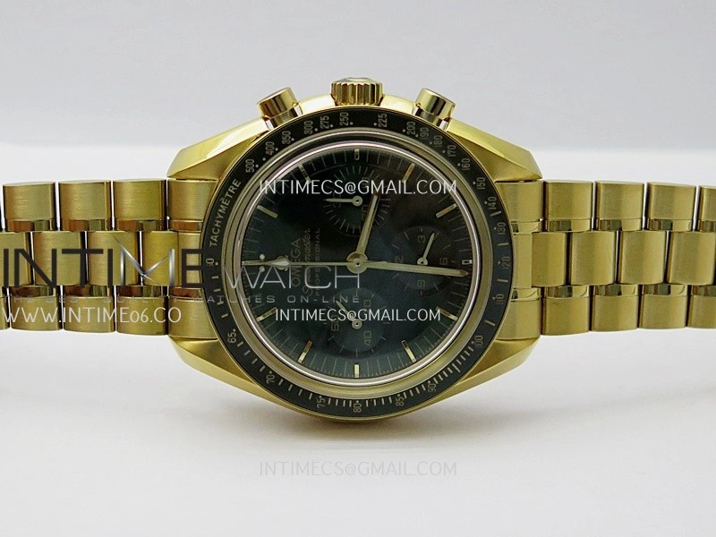 Speedmaster Professional YG N1F Best Edition Green Dial On YG Bracelet Asian 3861