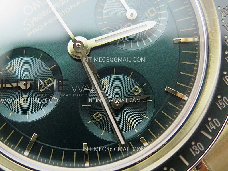 Speedmaster Professional YG N1F Best Edition Green Dial On YG Bracelet Asian 3861