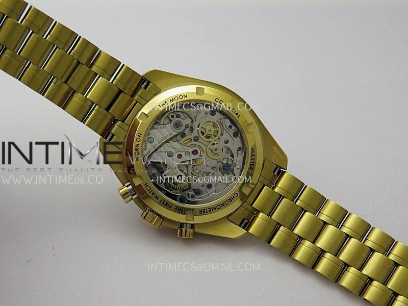 Speedmaster Professional YG N1F Best Edition Green Dial On YG Bracelet Asian 3861