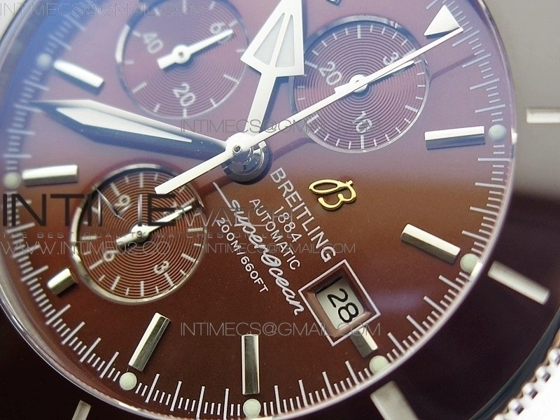 Super Ocean Heritage Brown Ceramic Bezel SS Brown Dial on Black Rubber Strap A7750