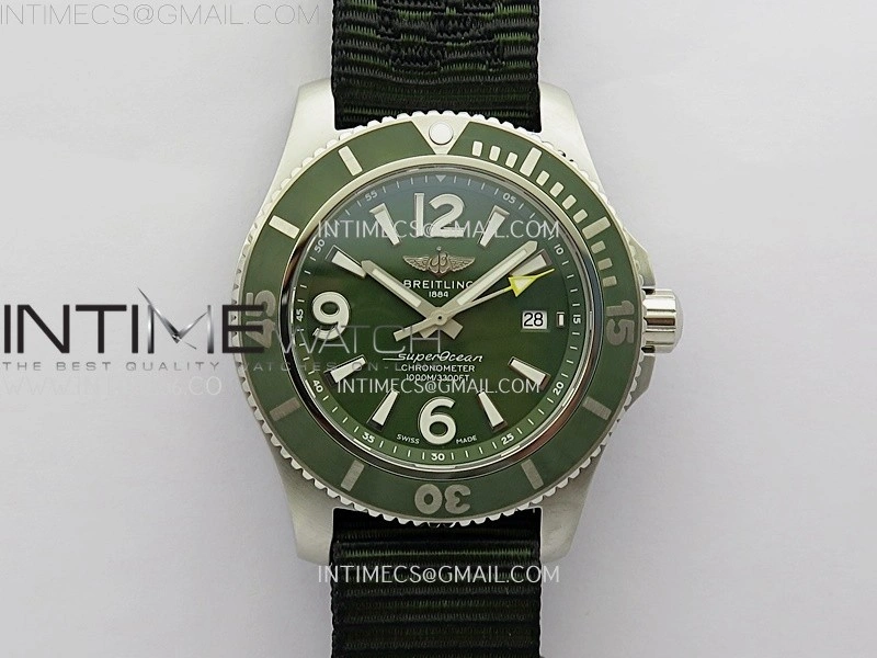 SuperOcean Automatic 46mm TF 1:1 Best Edition Green Dial on Black Nylon Strap A2824
