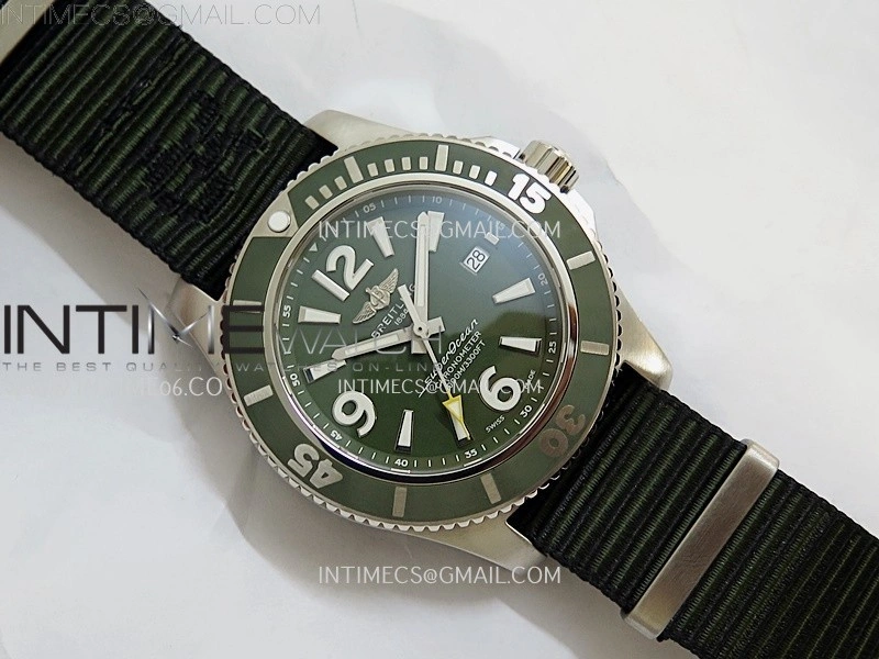 SuperOcean Automatic 46mm TF 1:1 Best Edition Green Dial on Black Nylon Strap A2824