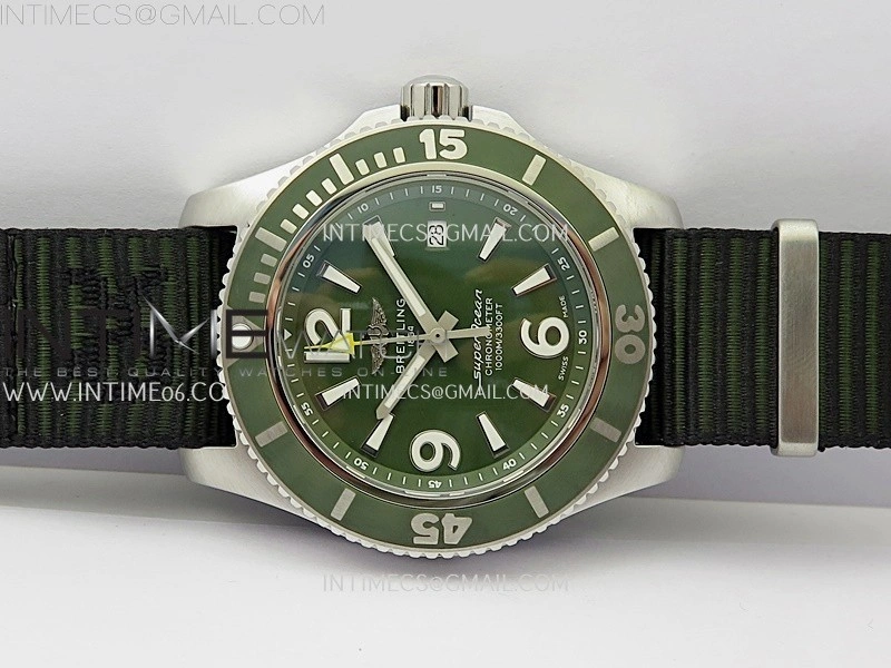 SuperOcean Automatic 46mm TF 1:1 Best Edition Green Dial on Black Nylon Strap A2824
