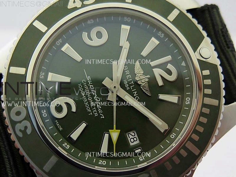 SuperOcean Automatic 46mm TF 1:1 Best Edition Green Dial on Black Nylon Strap A2824