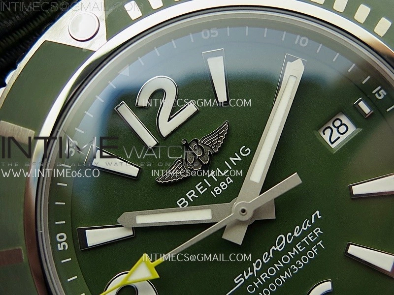 SuperOcean Automatic 46mm TF 1:1 Best Edition Green Dial on Black Nylon Strap A2824