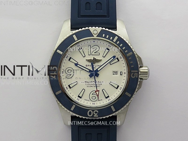 SuperOcean Automatic 46mm TF 1:1 Best Edition White Dial on Blue Rubber Strap A2824