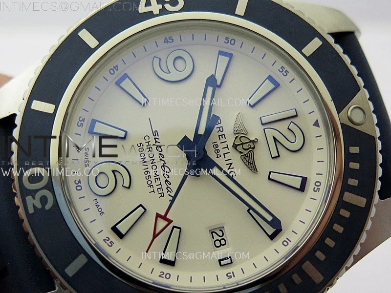 SuperOcean Automatic 46mm TF 1:1 Best Edition White Dial on Blue Rubber Strap A2824