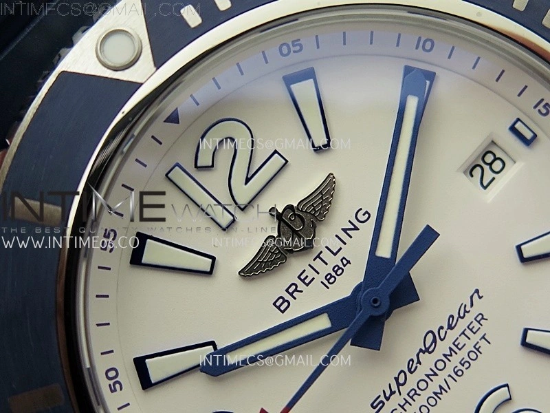 SuperOcean Automatic 46mm TF 1:1 Best Edition White Dial on Blue Rubber Strap A2824
