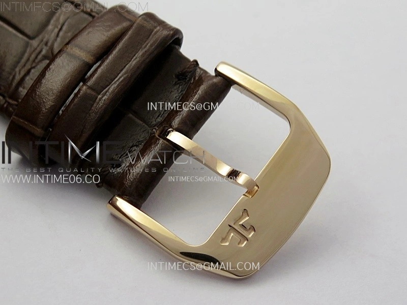 Master Ultra Thin Perpetual Calendar RG J Factory Best Edition Cream Dial on Brown Leather Strap A868