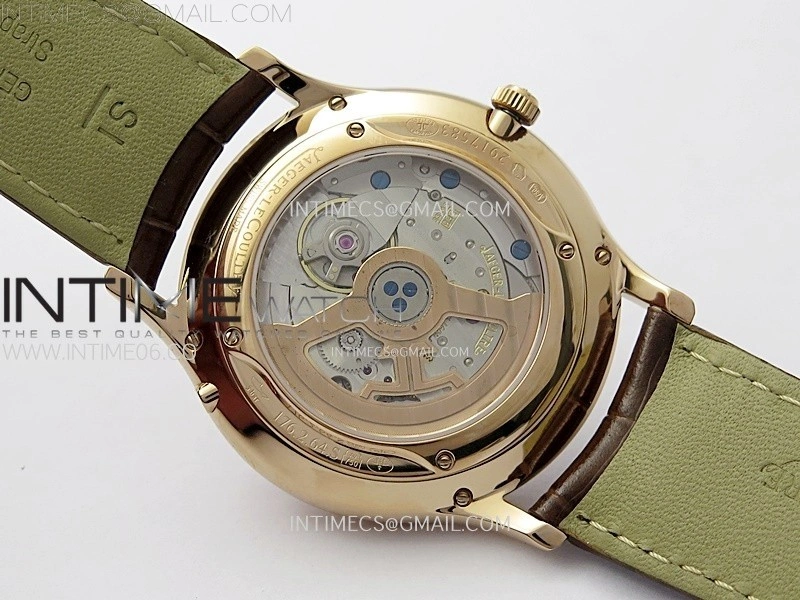 Master Ultra Thin Perpetual Calendar RG J Factory Best Edition Cream Dial on Brown Leather Strap A868