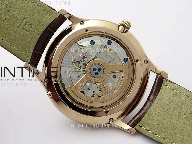 Master Ultra Thin Perpetual Calendar RG J Factory Best Edition Cream Dial on Brown Leather Strap A868